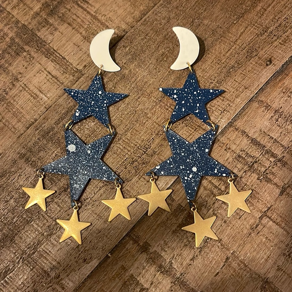 We Dream in Color Hand Painted Brass Earrings NWOT